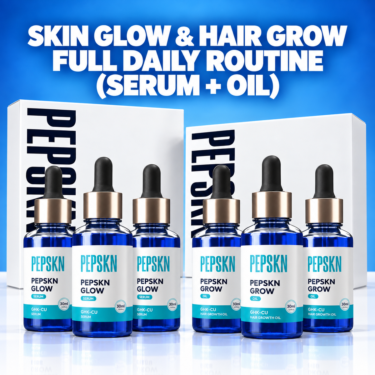 Skin Glow & Hair Grow Full Daily Routine (Serum + Oil)